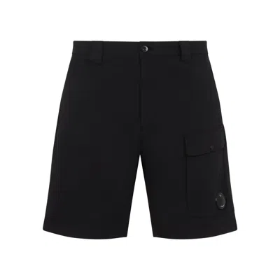 C.p. Company Bermuda Shorts With Stretch Cotton Blend In Black