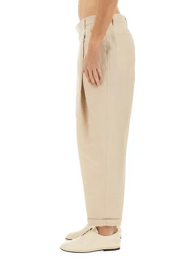 Dolce & Gabbana Pant Canvas Sand Front Pleated In Beige
