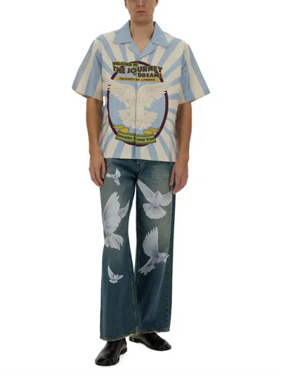 3paradis Freedom Doves Straight-leg Jeans In Blue