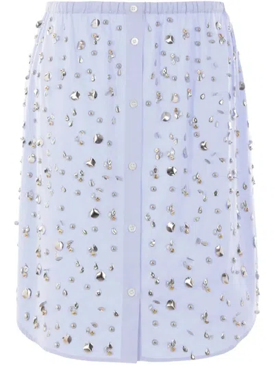 Dries Van Noten Embellished Elastic Waistband Skirt With Button Detailing In Blue