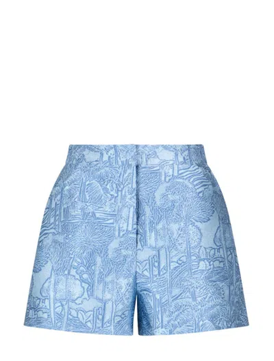 Emporio Armani Jacquard Shorts With An Exotic Motif In Fantasia Azzurro Med