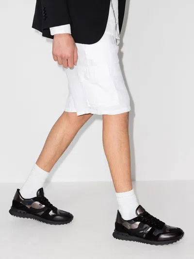 Valentino Rockrunner Metallic Camouflage-print Sneakers In Black
