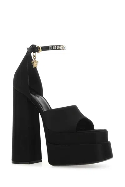 Versace Buckle High-heeled Sandals In Black