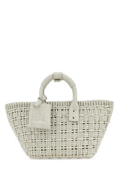 Balenciaga Sand Raffia Bistro Xs Handbag In Beige O Tan