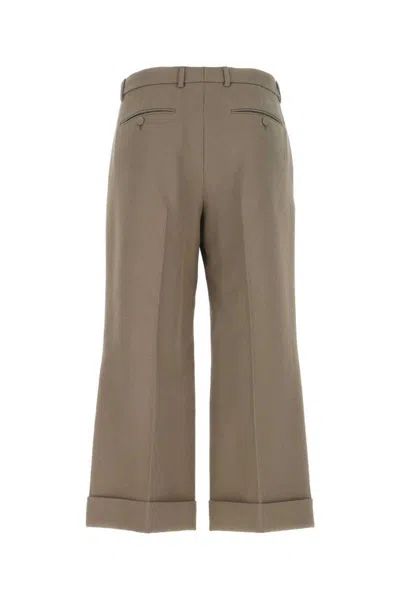 Gucci Textured Gabardine Cropped Pant In Brown