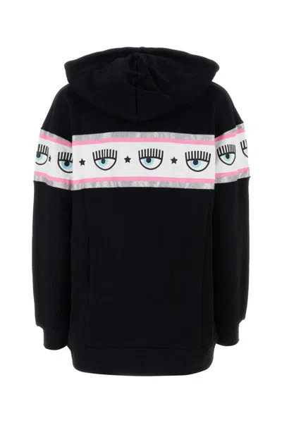 Chiara Ferragni Black Eyelike-embossed Cotton Hoodie In Black