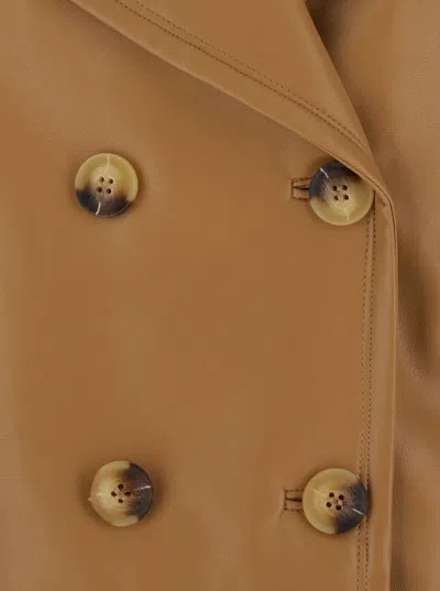 Shop Urbancode Beige Jacket With Wide Notched Revers In Ecoleather Woman