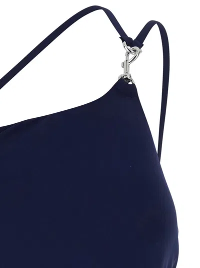 Tory Burch Blue One-shoulder Swimsuit With U-neck On The Back In Tech Fabric Woman In Blue