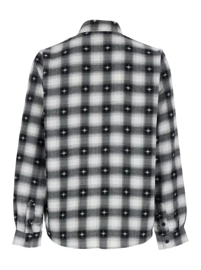 Amiri Starburst Plaid Cotton Flannel Button-up Shirt In Black