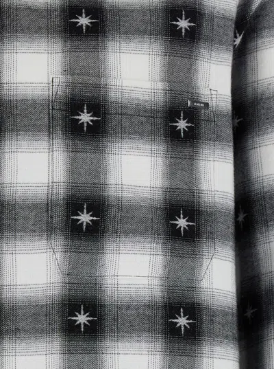 Amiri Starburst Plaid Cotton Flannel Button-up Shirt In Black