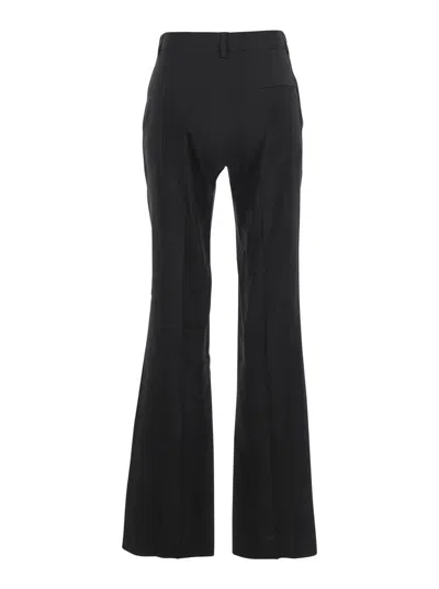 Tela Black Pants With Belt Loops In Linen And Viscose Blend Woman In Black