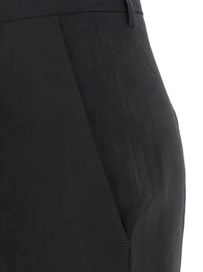 Tela Black Pants With Belt Loops In Linen And Viscose Blend Woman In Black