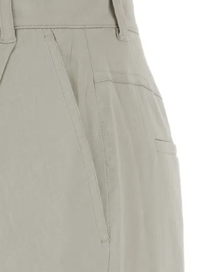 Low Classic Green Palazzo Pants With Front Pences In Cotton Blend Woman In Green