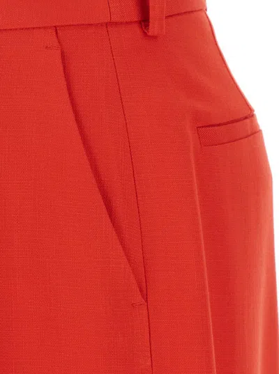 Msgm Red Tailored Pants With Belt Loops In Viscose Blend Woman In Red