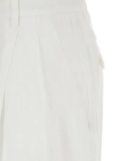 Semicouture White Pants With Belt Loops And Pence Details In Linen Woman In White