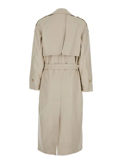 Urbancode Grey Double-breasted Trench Coat With Wide Notched Revers In Tech Fabric Woman In Grey