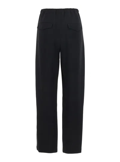 Theory Black Pants With Elastic Drawstring Waist And Pences On The Front In Tech Fabric Woman In Black