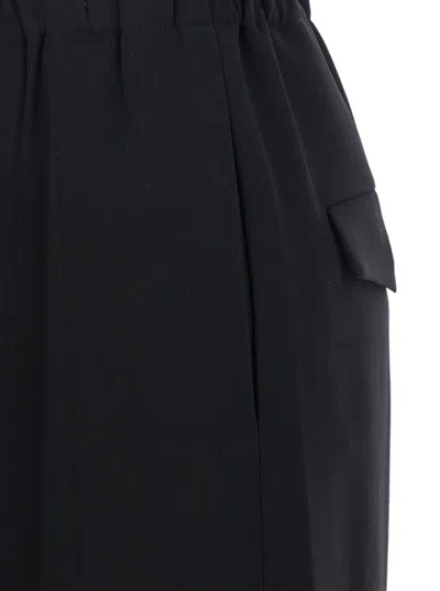 Theory Black Pants With Elastic Drawstring Waist And Pences On The Front In Tech Fabric Woman In Black