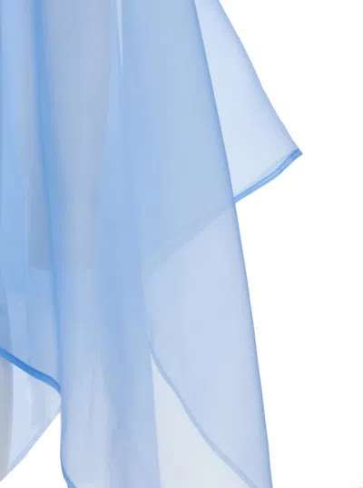 Federica Bonifaci Light-blue Cape With Long Wide Sleeves And Finishes On The Edges In Silk Woman In Blue