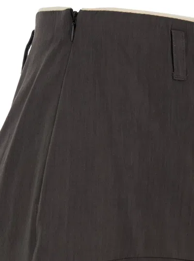 Tela Sweet Brown Asymmetric Skirt With Side Zip Closure In Linen And Viscose Blend Woman In Brown