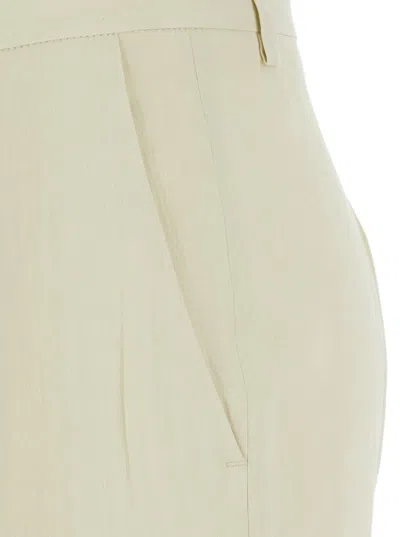 Shop Tela White Pants With Belt Loops In Linen And Viscose Blend Woman