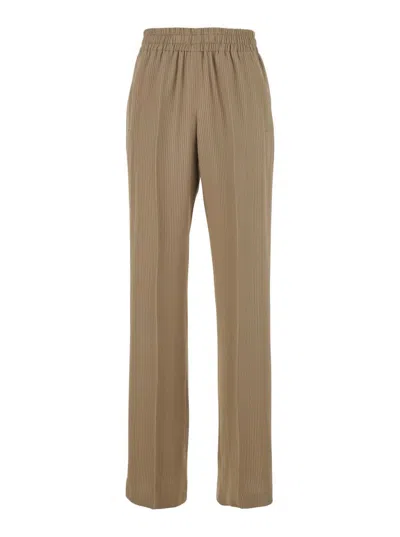 Golden Goose Brittany Beige Pants With Logo Charm Detail On The Rear And All-over Striped Motif In Viscose Blend  In Beige