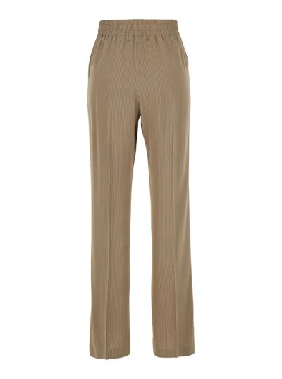 Golden Goose Brittany Beige Pants With Logo Charm Detail On The Rear And All-over Striped Motif In Viscose Blend  In Beige