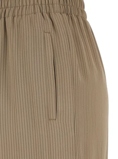 Golden Goose Brittany Beige Pants With Logo Charm Detail On The Rear And All-over Striped Motif In Viscose Blend  In Beige