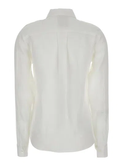 Semicouture White Shirt With Pointed Collar And Patch Pockets On The Chest In Linen Woman In White