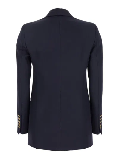 Seafarer 'betty' Blue Jacket With Shoulder Pads And Metallic Buttons In Virgin Wool Woman In Blue