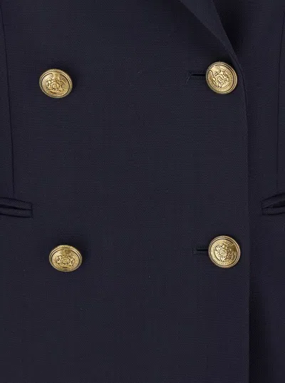 Seafarer 'betty' Blue Jacket With Shoulder Pads And Metallic Buttons In Virgin Wool Woman In Blue