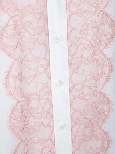 Dolce & Gabbana Lace-trim Cotton Button-down Shirt In White