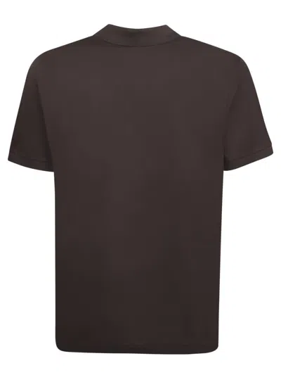Prada Dark Brown Cotton Piquet Polo Shirt In Brown
