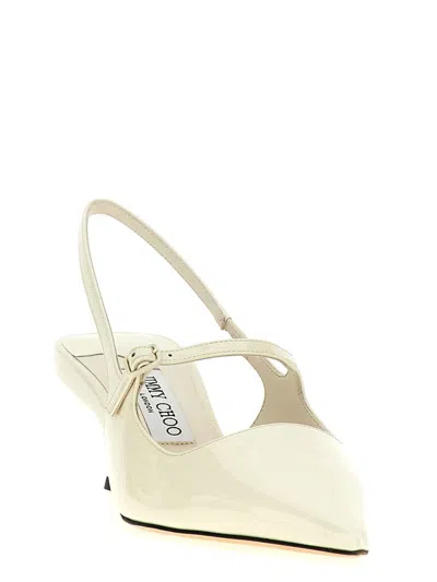 Jimmy Choo Didi 45 Glossy Patent Leather Slingback Pumps In White