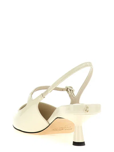 Jimmy Choo Didi 45 Glossy Patent Leather Slingback Pumps In White