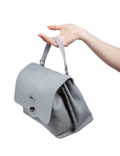 Zanellato Soft Leather Bag That Can Be Carried By Hand Or Over The Shoulder In Blue