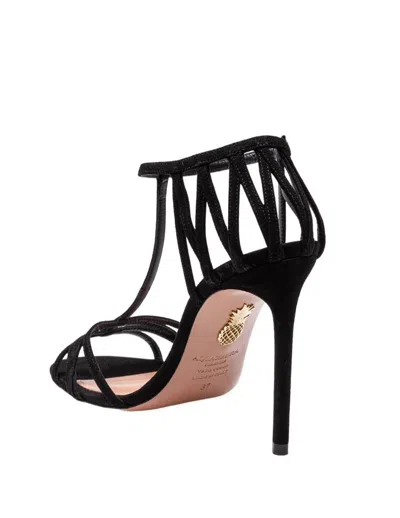 Aquazzura Forever More 105 Suede Sandal Black Color In Black