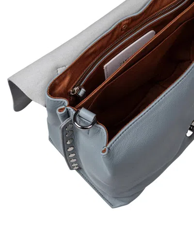 Zanellato Soft Leather Bag That Can Be Carried By Hand Or Over The Shoulder In Blue