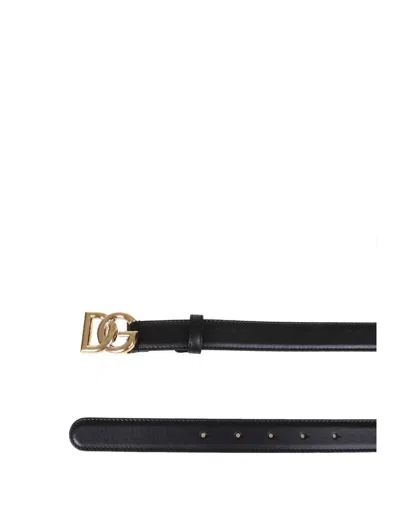 Dolce & Gabbana Black Leather Belt In Black