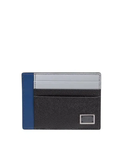 Dolce & Gabbana Black/blue Dauphine Card Holder In Black/blue