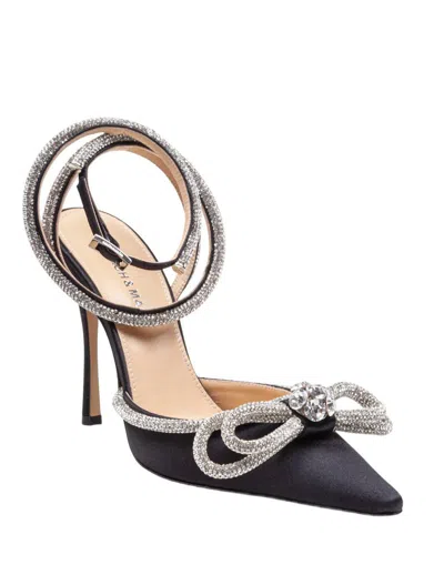 Mach&mach Double Bow 110mm Patent-finish Leather Pumps In Black