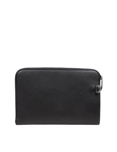 Dolce & Gabbana Rectangular Clutch Logo Textured Finish In Black