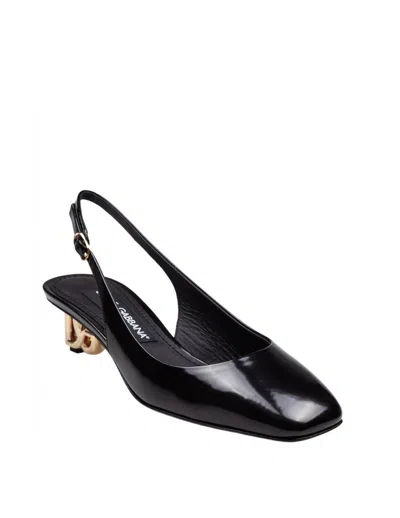 Dolce & Gabbana Black Décolleté With Dg Logo On The Heel In Black