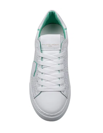 Philippe Model Perforated Leather Sneakers In White