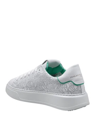 Philippe Model Perforated Leather Sneakers In White