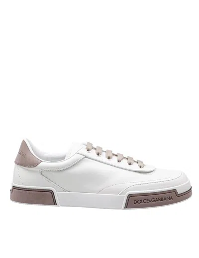 Dolce & Gabbana Portofino Yatch Sneakers In Calfskin Color White And Dove Grey In White