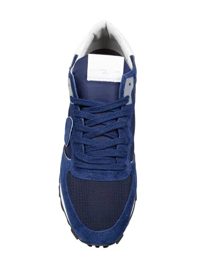 Philippe Model Tropez Sneakers In Technical Fabric And Suede Color Blue In Blue