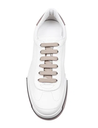 Dolce & Gabbana Portofino Yatch Sneakers In Calfskin Color White And Dove Grey In White