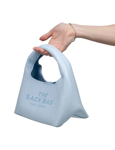 Marc Jacobs Light Blue Leather Mini Sack Bag In Blue Cloud