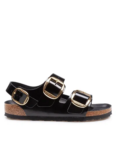 Birkenstock Milano Big Buckle I Lacquered Leather Sandal Color Bla In Black